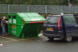 A DS Smith Recycling bring bank site at a supermarket